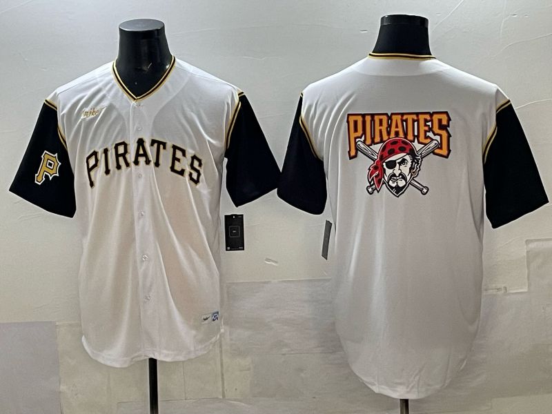 Men Pittsburgh Pirates Blank White Throwback Nike MLB 2025 Jersey 06
